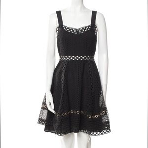 Maje Black Lace Eyelet Fit & Flare Dress